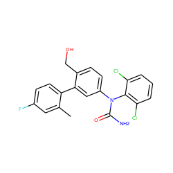 Cc1cc(F)ccc1-c1cc(N(C(N)=O)c2c(Cl)cccc2Cl)ccc1CO ZINC000026169834