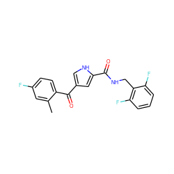 Cc1cc(F)ccc1C(=O)c1c[nH]c(C(=O)NCc2c(F)cccc2F)c1 ZINC000053296582