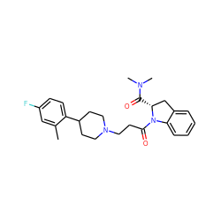 Cc1cc(F)ccc1C1CCN(CCC(=O)N2c3ccccc3C[C@H]2C(=O)N(C)C)CC1 ZINC000084669571