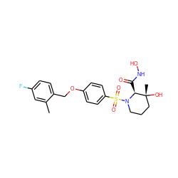 Cc1cc(F)ccc1COc1ccc(S(=O)(=O)N2CCC[C@@](C)(O)[C@@H]2C(=O)NO)cc1 ZINC000013561011