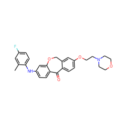 Cc1cc(F)ccc1Nc1ccc2c(c1)OCc1cc(OCCN3CCOCC3)ccc1C2=O ZINC000103292973