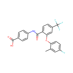 Cc1cc(F)ccc1Oc1cc(C(F)(F)F)ccc1C(=O)Nc1ccc(C(=O)O)cc1 ZINC000143168661