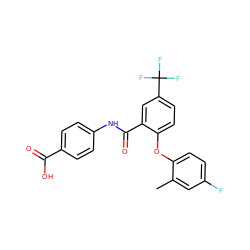 Cc1cc(F)ccc1Oc1ccc(C(F)(F)F)cc1C(=O)Nc1ccc(C(=O)O)cc1 ZINC000143219748