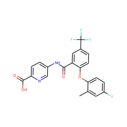 Cc1cc(F)ccc1Oc1ccc(C(F)(F)F)cc1C(=O)Nc1ccc(C(=O)O)nc1 ZINC000143464902