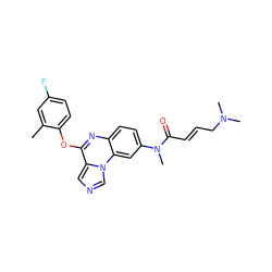 Cc1cc(F)ccc1Oc1nc2ccc(N(C)C(=O)/C=C/CN(C)C)cc2n2cncc12 ZINC000073158529