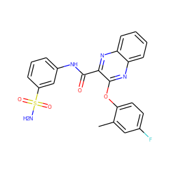 Cc1cc(F)ccc1Oc1nc2ccccc2nc1C(=O)Nc1cccc(S(N)(=O)=O)c1 ZINC000143201675