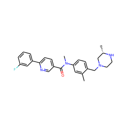 Cc1cc(N(C)C(=O)c2ccc(-c3cccc(F)c3)nc2)ccc1CN1CCN[C@@H](C)C1 ZINC000095598463