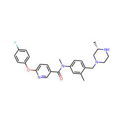 Cc1cc(N(C)C(=O)c2ccc(Oc3ccc(F)cc3)nc2)ccc1CN1CCN[C@@H](C)C1 ZINC000095598477