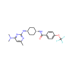Cc1cc(N(C)C)nc(N[C@H]2CC[C@@H](NC(=O)c3ccc(OC(F)(F)F)cc3)CC2)n1 ZINC000253682064