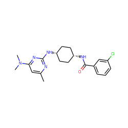 Cc1cc(N(C)C)nc(N[C@H]2CC[C@@H](NC(=O)c3cccc(Cl)c3)CC2)n1 ZINC000261183708