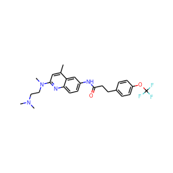 Cc1cc(N(C)CCN(C)C)nc2ccc(NC(=O)CCc3ccc(OC(F)(F)F)cc3)cc12 ZINC000028570201
