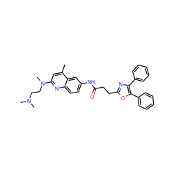 Cc1cc(N(C)CCN(C)C)nc2ccc(NC(=O)CCc3nc(-c4ccccc4)c(-c4ccccc4)o3)cc12 ZINC000028570903