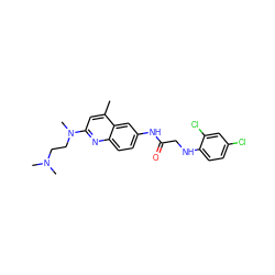 Cc1cc(N(C)CCN(C)C)nc2ccc(NC(=O)CNc3ccc(Cl)cc3Cl)cc12 ZINC000028569534