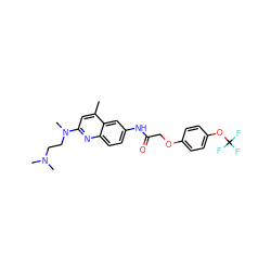 Cc1cc(N(C)CCN(C)C)nc2ccc(NC(=O)COc3ccc(OC(F)(F)F)cc3)cc12 ZINC000028570545