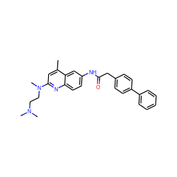 Cc1cc(N(C)CCN(C)C)nc2ccc(NC(=O)Cc3ccc(-c4ccccc4)cc3)cc12 ZINC000028569616