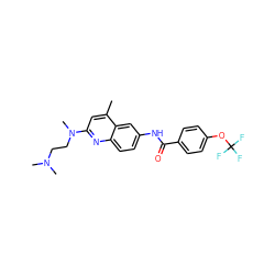 Cc1cc(N(C)CCN(C)C)nc2ccc(NC(=O)c3ccc(OC(F)(F)F)cc3)cc12 ZINC000028569533