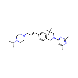 Cc1cc(N(Cc2ccc(/C=C/CN3CCN(C(C)C)CC3)cc2)CC(C)(C)C)nc(C)n1 ZINC001772634410