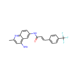 Cc1cc(N)c2cc(NC(=O)/C=C/c3ccc(C(F)(F)F)cc3)ccc2n1 ZINC000013448054