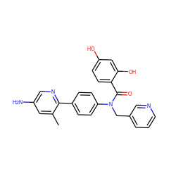 Cc1cc(N)cnc1-c1ccc(N(Cc2cccnc2)C(=O)c2ccc(O)cc2O)cc1 ZINC000653760522