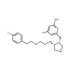 Cc1cc(N)nc(C[C@@H]2CNC[C@@H]2NCCNCCc2ccc(Cl)cc2)c1 ZINC000040940227