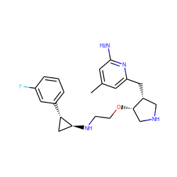 Cc1cc(N)nc(C[C@@H]2CNC[C@@H]2OCCN[C@H]2C[C@@H]2c2cccc(F)c2)c1 ZINC000095588474