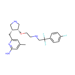 Cc1cc(N)nc(C[C@@H]2CNC[C@@H]2OCCNCC(F)(F)c2ccc(F)cc2)c1 ZINC000064746416