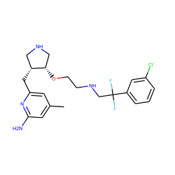 Cc1cc(N)nc(C[C@@H]2CNC[C@@H]2OCCNCC(F)(F)c2cccc(Cl)c2)c1 ZINC000072181169