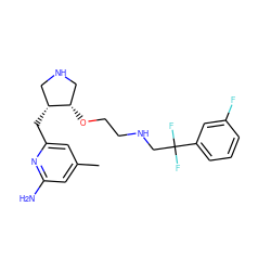 Cc1cc(N)nc(C[C@@H]2CNC[C@@H]2OCCNCC(F)(F)c2cccc(F)c2)c1 ZINC000049055295