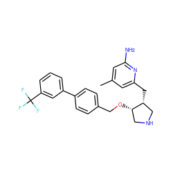 Cc1cc(N)nc(C[C@@H]2CNC[C@@H]2OCc2ccc(-c3cccc(C(F)(F)F)c3)cc2)c1 ZINC000058592628