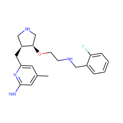 Cc1cc(N)nc(C[C@H]2CNC[C@H]2OCCNCc2ccccc2F)c1 ZINC000073311288