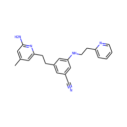 Cc1cc(N)nc(CCc2cc(C#N)cc(NCCc3ccccn3)c2)c1 ZINC000222071365