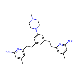 Cc1cc(N)nc(CCc2cc(CCc3cc(C)cc(N)n3)cc(N3CCN(C)CC3)c2)c1 ZINC000095580930