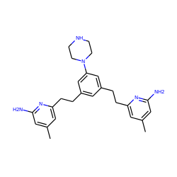 Cc1cc(N)nc(CCc2cc(CCc3cc(C)cc(N)n3)cc(N3CCNCC3)c2)c1 ZINC000095585778