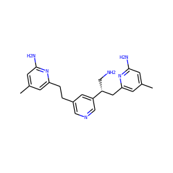 Cc1cc(N)nc(CCc2cncc([C@H](CN)Cc3cc(C)cc(N)n3)c2)c1 ZINC000098209390