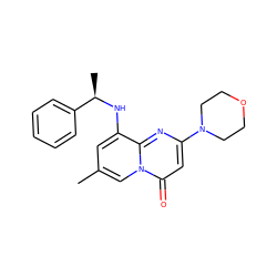 Cc1cc(N[C@H](C)c2ccccc2)c2nc(N3CCOCC3)cc(=O)n2c1 ZINC000034095744