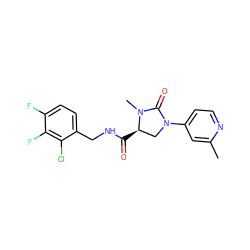 Cc1cc(N2C[C@@H](C(=O)NCc3ccc(F)c(F)c3Cl)N(C)C2=O)ccn1 ZINC000095565612