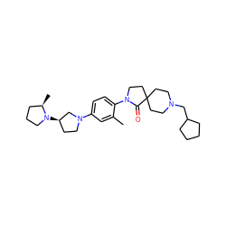 Cc1cc(N2CC[C@@H](N3CCC[C@H]3C)C2)ccc1N1CCC2(CCN(CC3CCCC3)CC2)C1=O ZINC000140551594