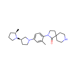 Cc1cc(N2CC[C@@H](N3CCC[C@H]3C)C2)ccc1N1CCC2(CCNCC2)C1=O ZINC000140534345