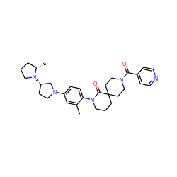 Cc1cc(N2CC[C@H](N3CCC[C@@H]3C)C2)ccc1N1CCCC2(CCN(C(=O)c3ccncc3)CC2)C1=O ZINC000140589051