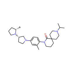 Cc1cc(N2CC[C@H](N3CCC[C@@H]3C)C2)ccc1N1CCCC2(CCN(C(C)C)CC2)C1=O ZINC000140605250