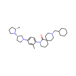 Cc1cc(N2CC[C@H](N3CCC[C@@H]3C)C2)ccc1N1CCCC2(CCN(CC3CCCCC3)CC2)C1=O ZINC000140620983