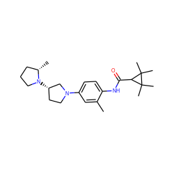 Cc1cc(N2CC[C@H](N3CCC[C@@H]3C)C2)ccc1NC(=O)C1C(C)(C)C1(C)C ZINC000043204909