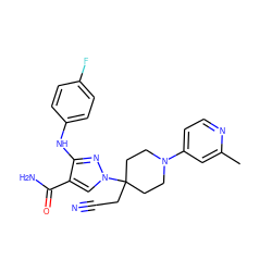 Cc1cc(N2CCC(CC#N)(n3cc(C(N)=O)c(Nc4ccc(F)cc4)n3)CC2)ccn1 ZINC000205023155