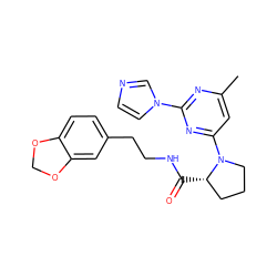 Cc1cc(N2CCC[C@@H]2C(=O)NCCc2ccc3c(c2)OCO3)nc(-n2ccnc2)n1 ZINC000034951255