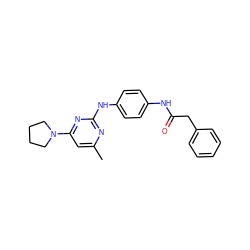 Cc1cc(N2CCCC2)nc(Nc2ccc(NC(=O)Cc3ccccc3)cc2)n1 ZINC000009573343