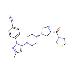 Cc1cc(N2CCN([C@@H]3CN[C@H](C(=O)N4CCSC4)C3)CC2)n(-c2ccc(C#N)cc2)n1 ZINC000095564307