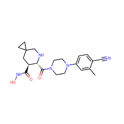 Cc1cc(N2CCN(C(=O)[C@H]3NCC4(CC4)C[C@@H]3C(=O)NO)CC2)ccc1C#N ZINC000029037947