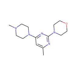 Cc1cc(N2CCN(C)CC2)nc(N2CCOCC2)n1 ZINC000000073496