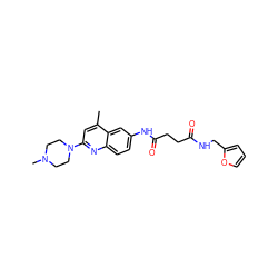 Cc1cc(N2CCN(C)CC2)nc2ccc(NC(=O)CCC(=O)NCc3ccco3)cc12 ZINC000004034983