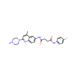Cc1cc(N2CCN(C)CC2)nc2ccc(NC(=O)CCC(=O)Nc3ccc(F)cc3)cc12 ZINC000013671927